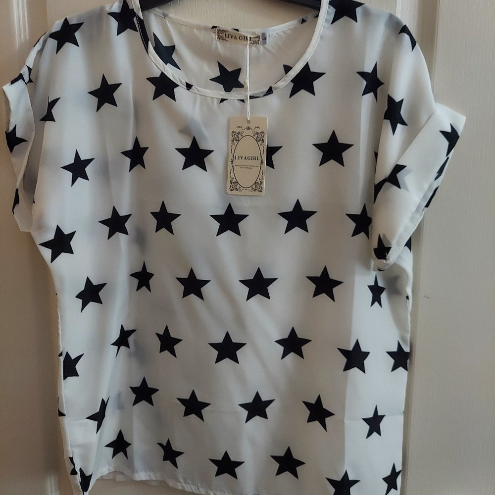 Livagirl Ladies Sheer Pullover Blouse (Large) NWT